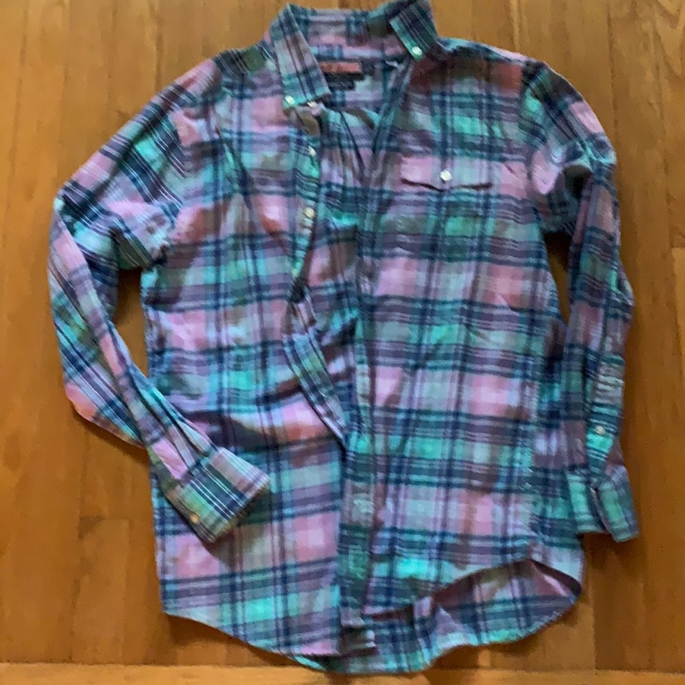 Men’s M lavender and blue flannel Vineyard Vines button down.  Worn 2x.